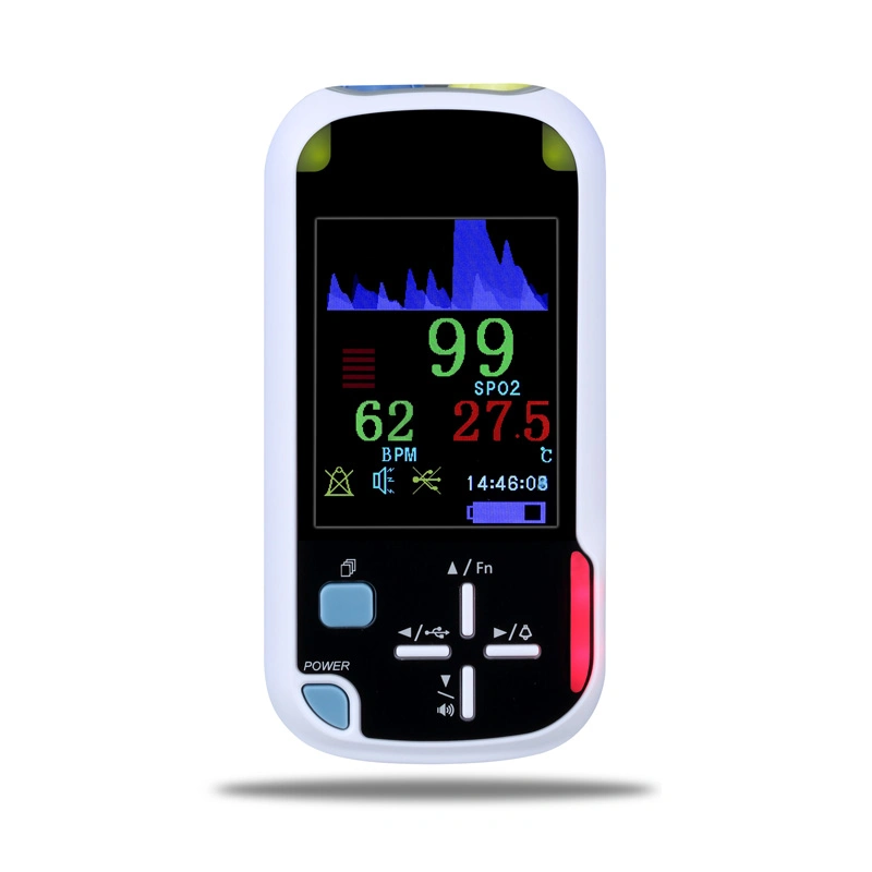 Poche portable 2,8' ' l'écran LCD de fréquence de pouls SpO2 alarme numérique de poche rechargeable oxymètre de pouls en oxygène du sang périphérique Médical de moniteur