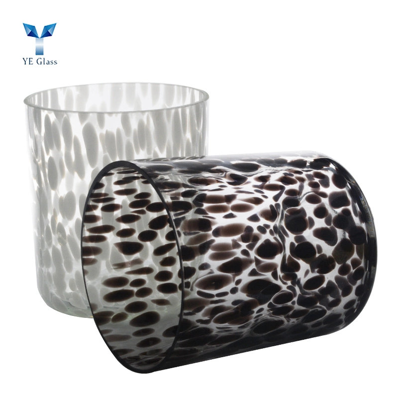 Luxury Popular Hand Blown White Brown Leopard Large Vogue Glass Candle Jar