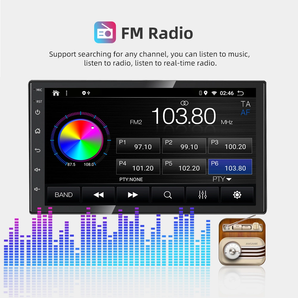 1DIN réglable de 7 pouces FM Radio stéréo de voiture Android 9.1 écran de contact 1080P à quatre coeurs de lecteur de radio de voiture de navigation GPS