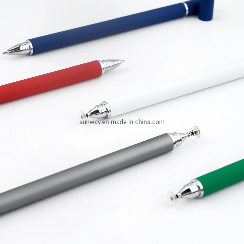 Оптовая торговля перьями 2 в 1 алюминий Soft Touch Stylus Metal Шариковая ручка