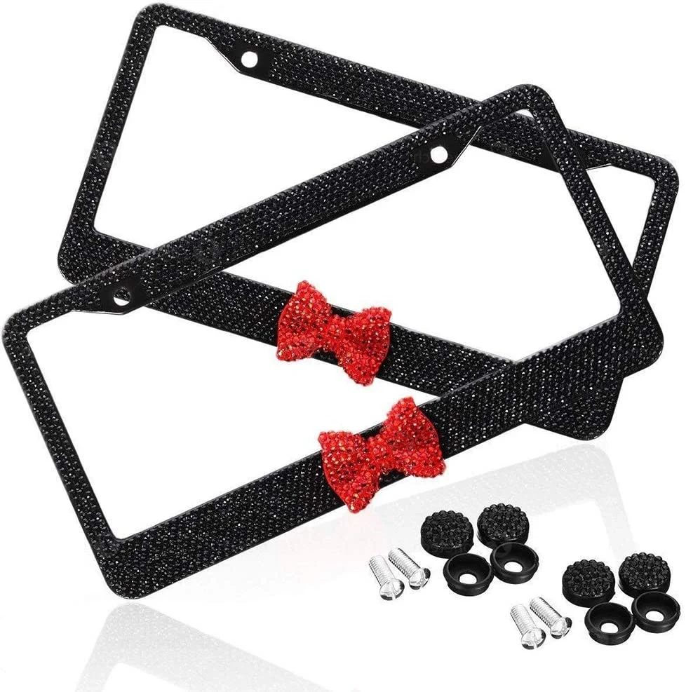 Accesorios para automóviles 2pcs Bling el bastidor de la matrícula con arco