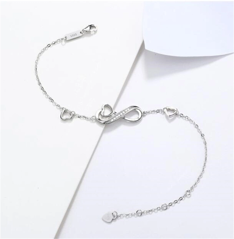 8 Word Sterling Pulsera de Plata Moda creativa Inlid Plata fina Pulsera