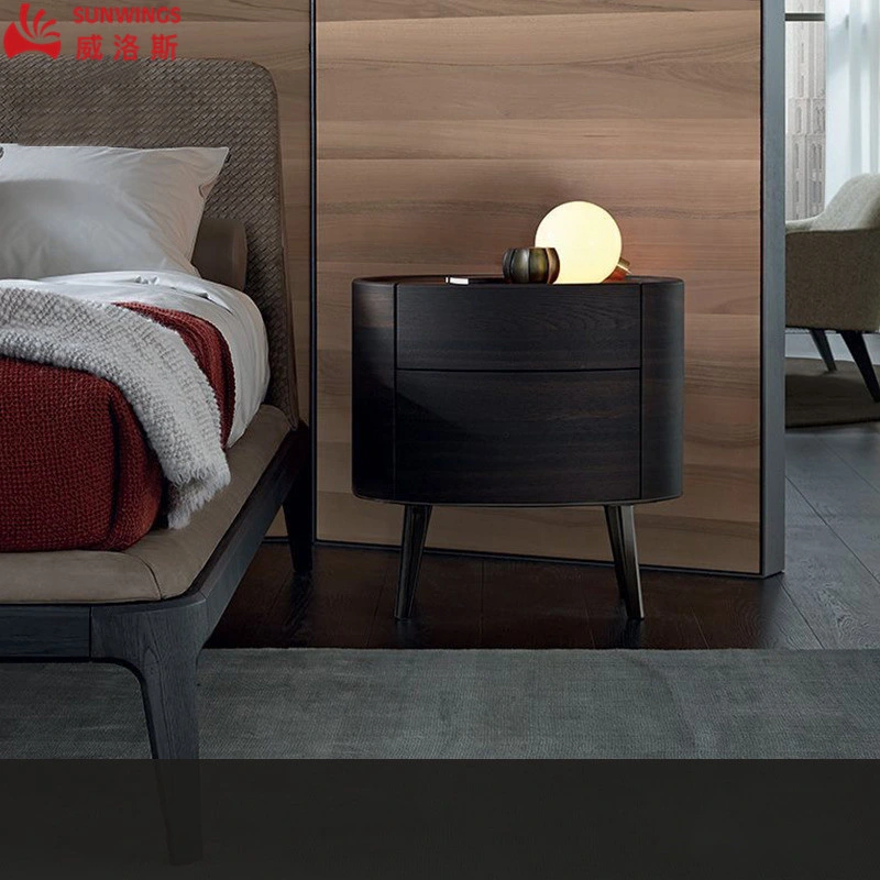 Diseño exclusivo de los países nórdicos de madera maciza mesa de noche Muebles para dormitorio