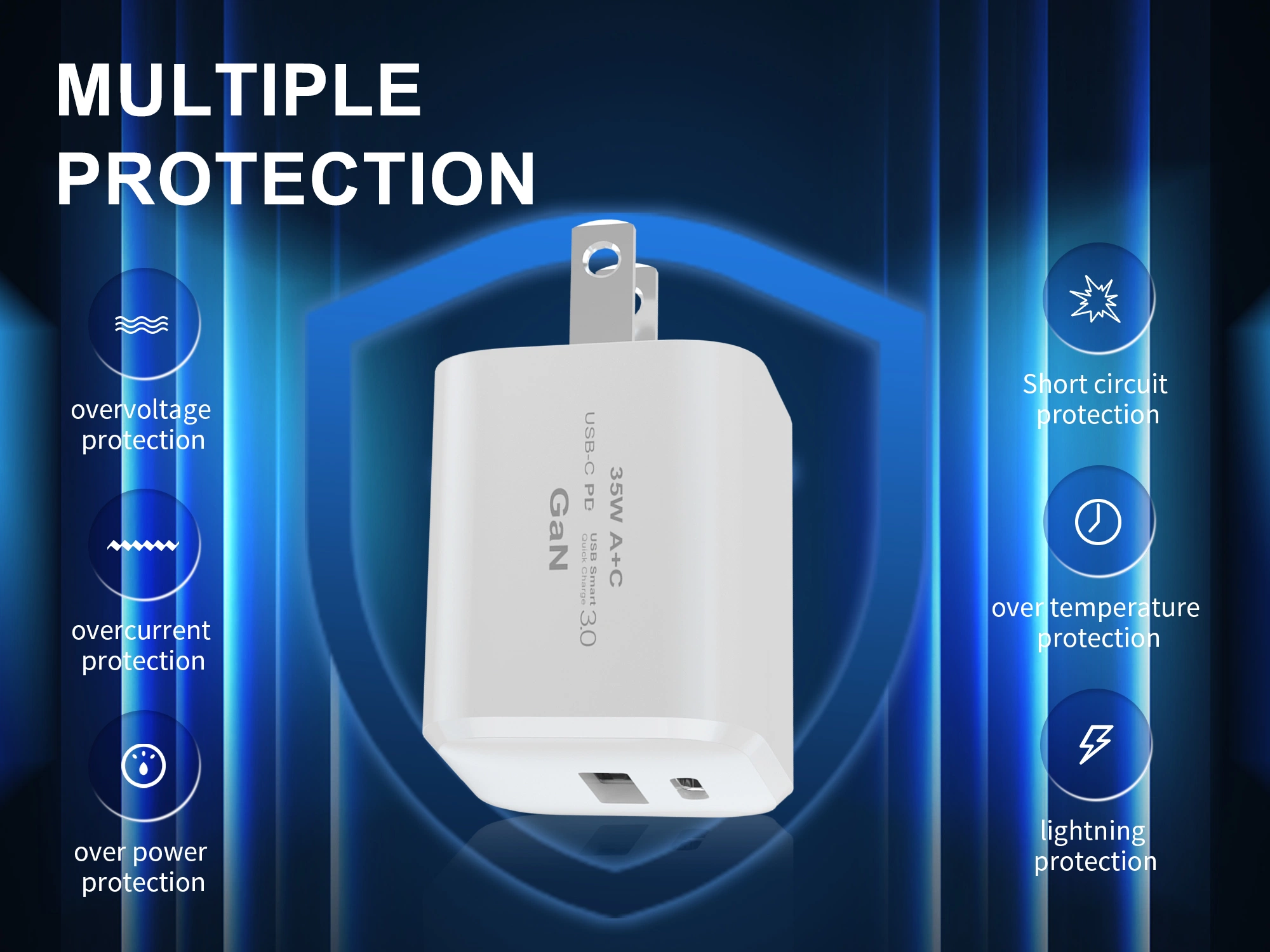 Mini 35W быстро легкий Pd QC USB типа A+C настенное зарядное устройство для Apple телефоны