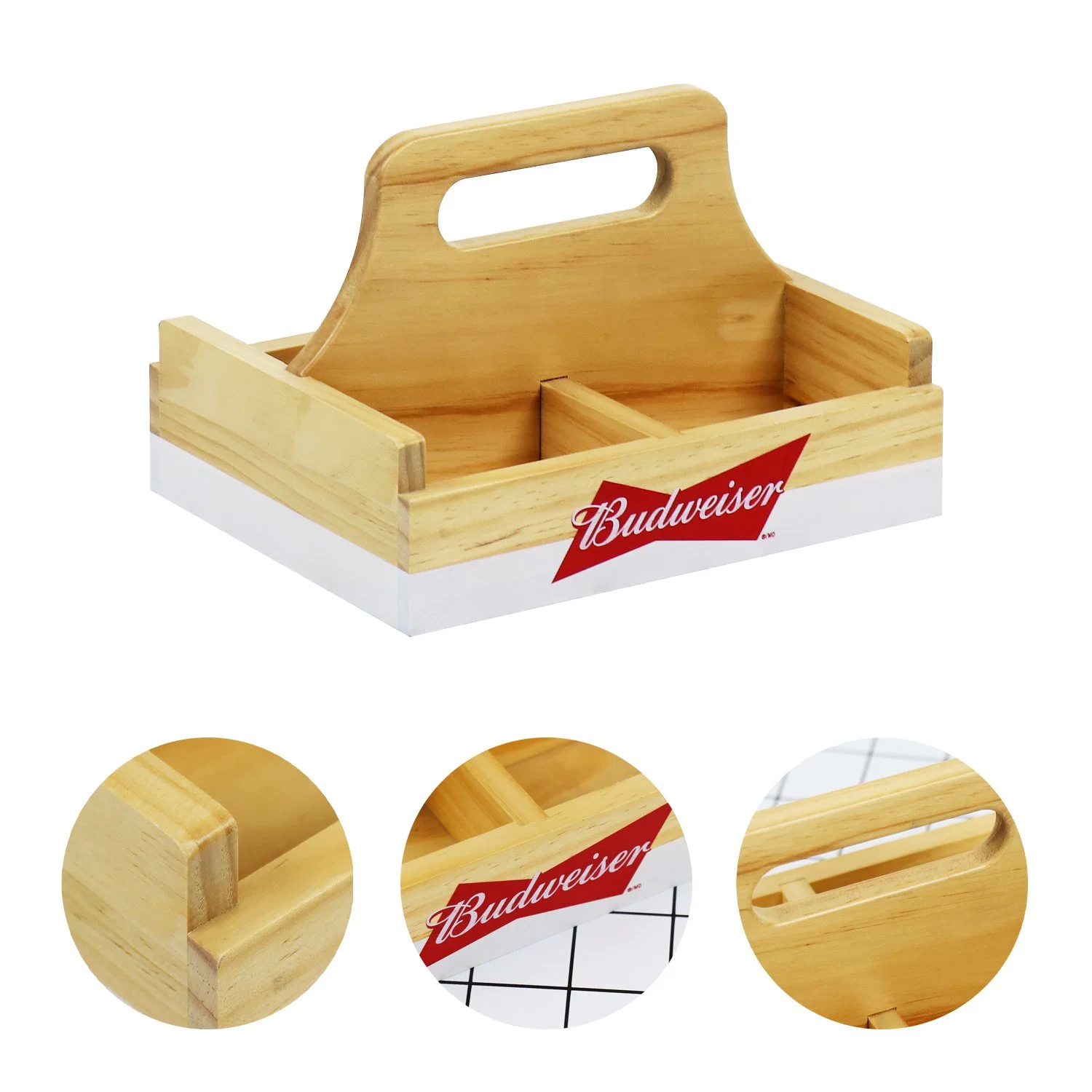 Custom Restaurant Party Stands Wood Kraft Wooden Food Serving Trays with Compartments