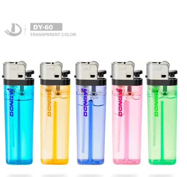 Dy-60 Transparent Color Cheap Price Plastic Cigarette Flint Gas Lighter