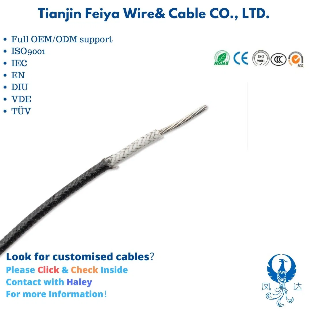 Cable de transmisión de PVC de alto rendimiento de la mosca W con temperatura nominal de 4 mm2 200C Cable de silicona de trenzado de fibra de vidrio