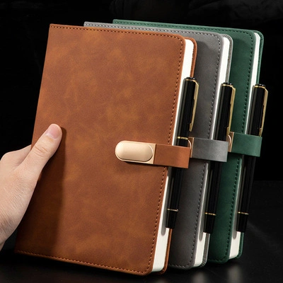 Gold Design PU Leather Notebook for Office Promotional Gift Supply