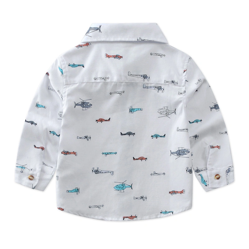 Children's Spring and Autumn Shirt Long-Sleeved Pattern Boys Baby Shirt Cartoon Small and Medium Children's Tops