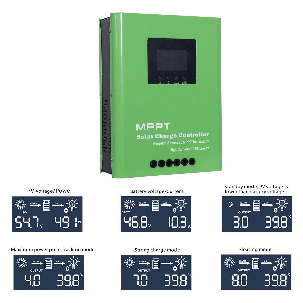 MPPT Carregador Solar Regulador do controlador para bateria PV Painel Solar System 12/24/48/96VDC Auto