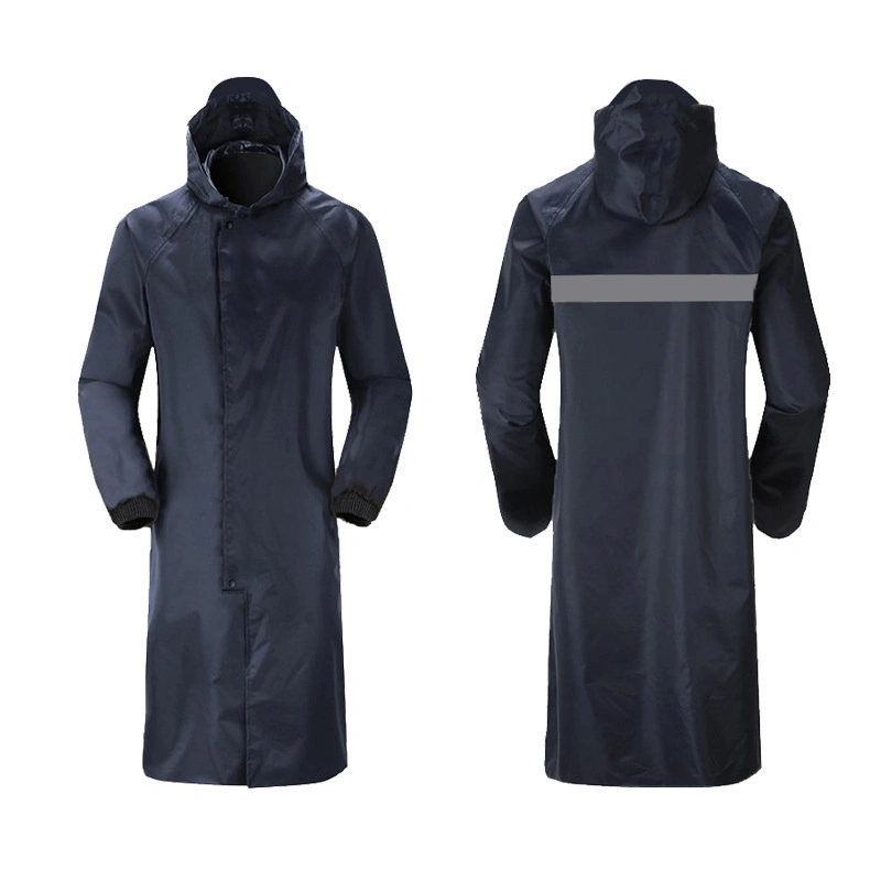 China Manufacture Fashionable Long Windbreaker Siamese Raincoat Outdoor Adult Reflective Riding Rain Coat