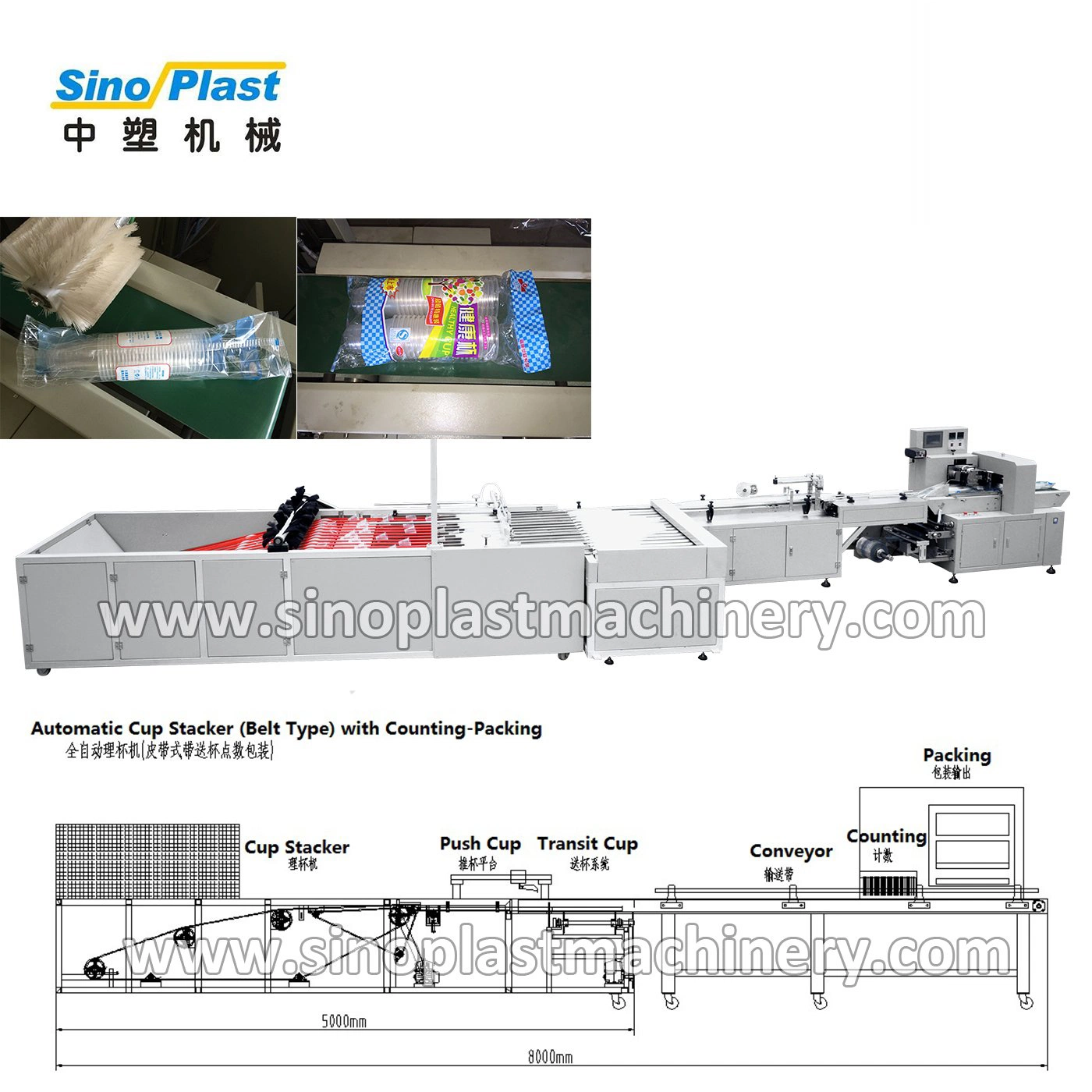 Plastic Cup Packing & Counting Machine with Touch Screen
