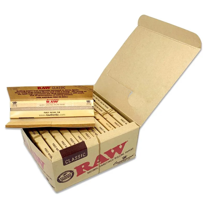 Raw Custom Golden/Silver Packing Kingslim 108*44mm Weed Rolling Papers Smoking