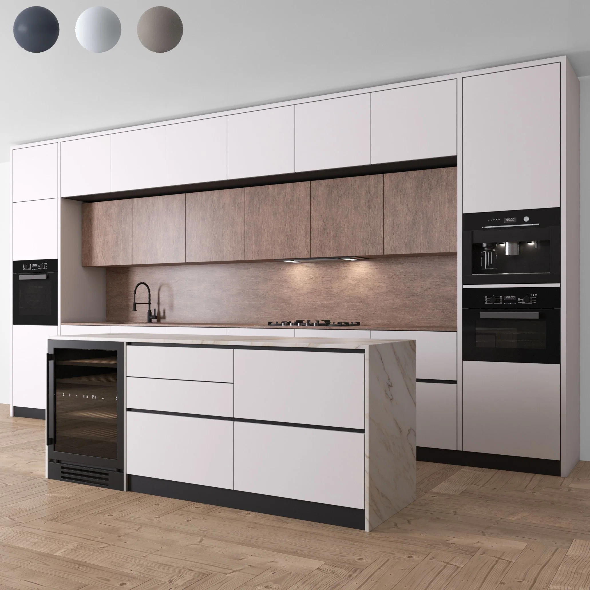 PA New Style Custom Cuisine Push Open Color Combinations High Glossy Lacquer Finish Modular Kitchen Cabinet