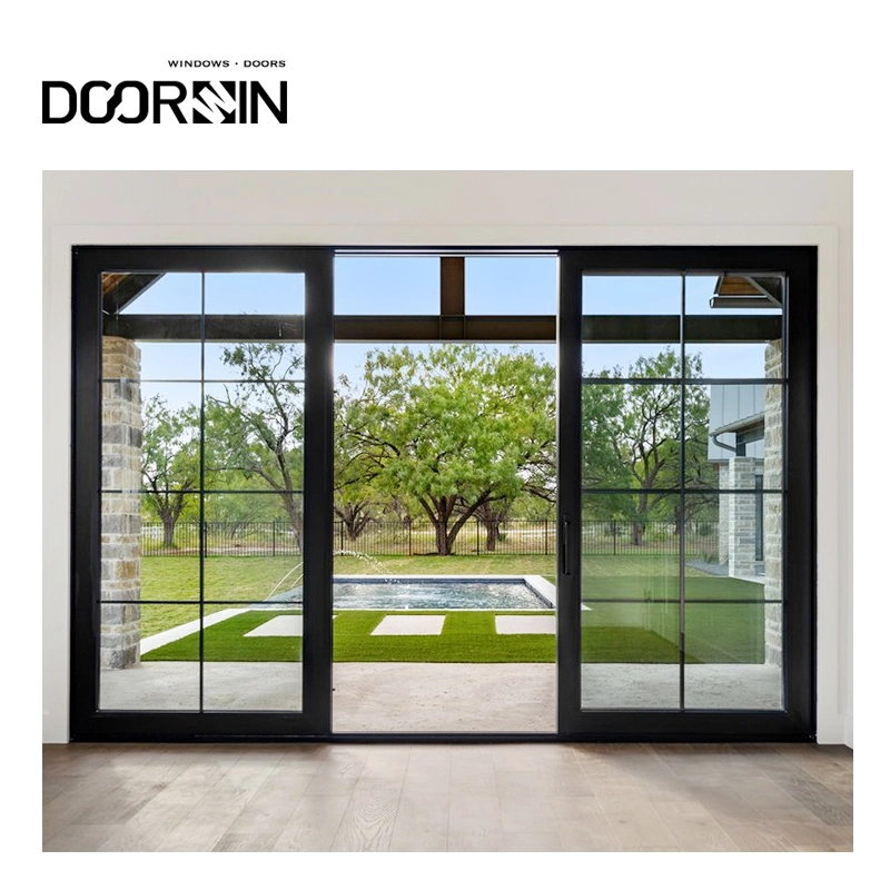 Doorwin Modern Wholesale/Supplier Price Aluminum Alloy Tempered Glass Windows and Doors with Grill Design Steel Aluminum Metal Black Lift and Sliding Door