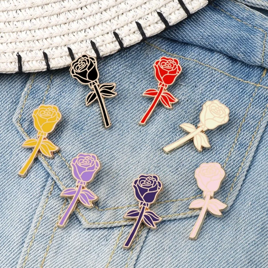 Customized Fashion Women Broooches Flower Charm Rose Enamel Sdg Bamboo Masonic Lapel Pins