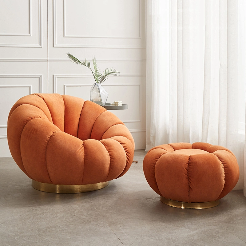 Modern Fabric Living Room Furniture Pumpkin Leisure Chair with Ottoman