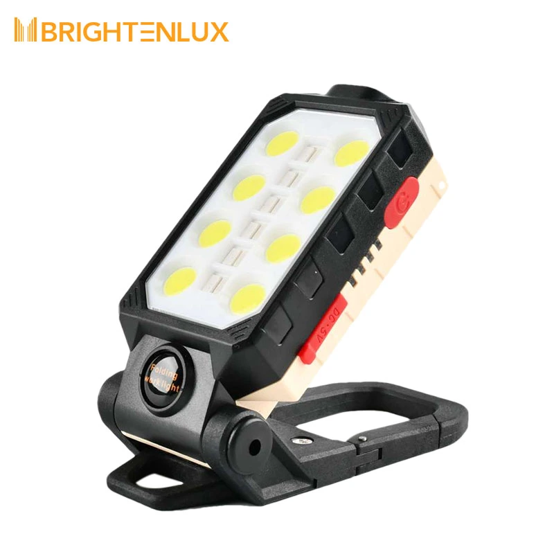 Brightenlux Flexible 4 Modes Waterproof Magnet USB Rechargeable T6 COB LED Work Light with Power Display and Stand