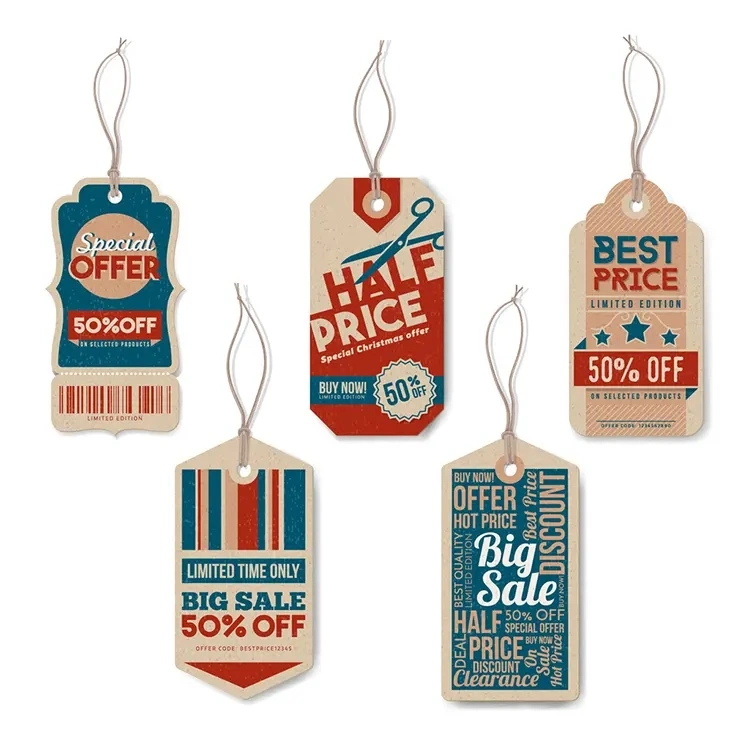 Custom Luxury Hanglaser Special Shape Swing Paper Hang Tag Hangtag for Clothing Garment