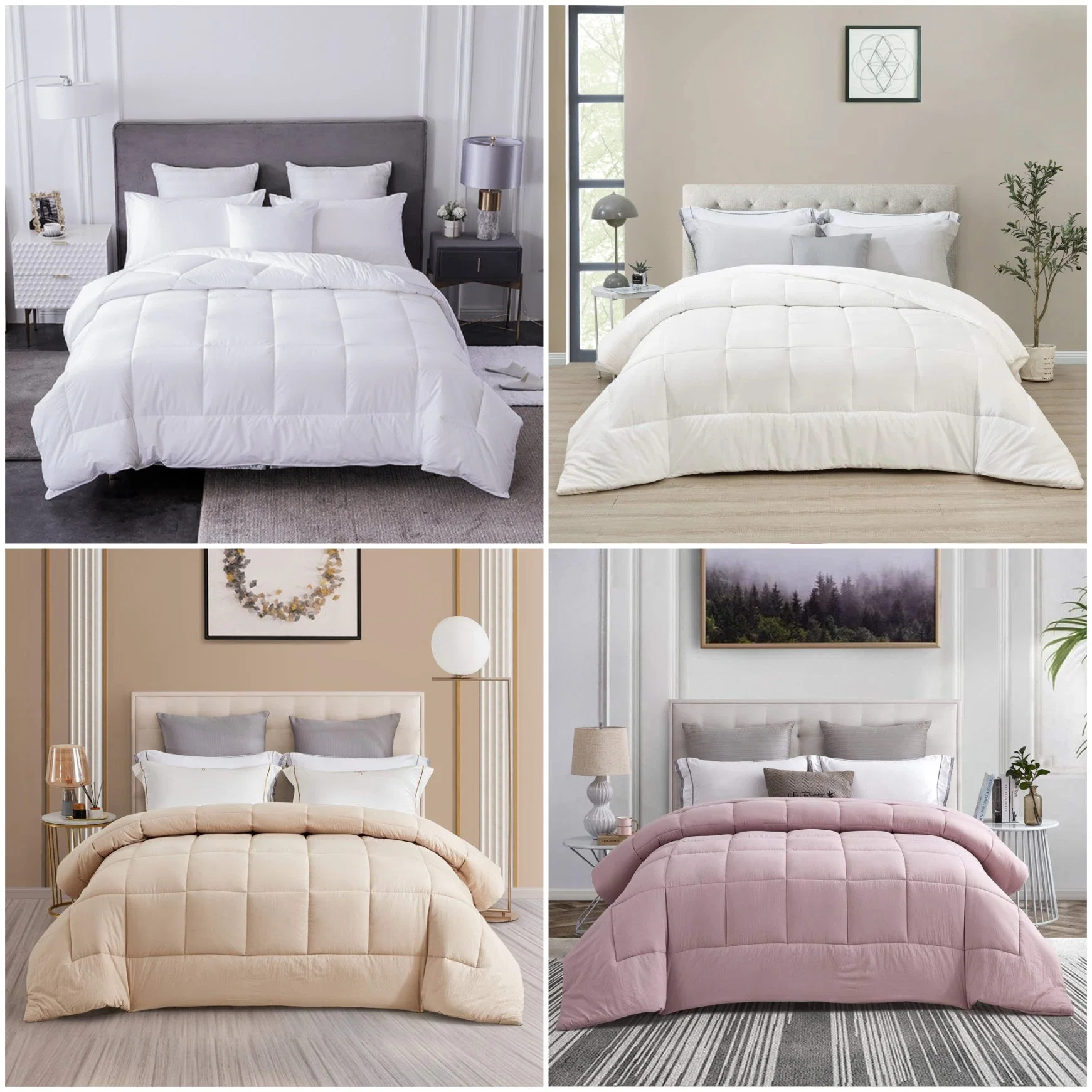 Precio de fábrica White Down Alternative Diseño personalizado ropa de cama Quilt Mayoreo King Size Caja de Microfibra de poliéster Comforter acolchado de verano