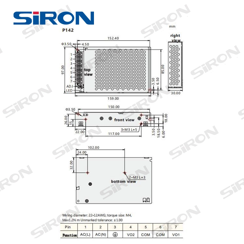 Siron P140 15V 60W 90W 150W AC/DC Professional Laser Vibrator Industry Switching Power Supply