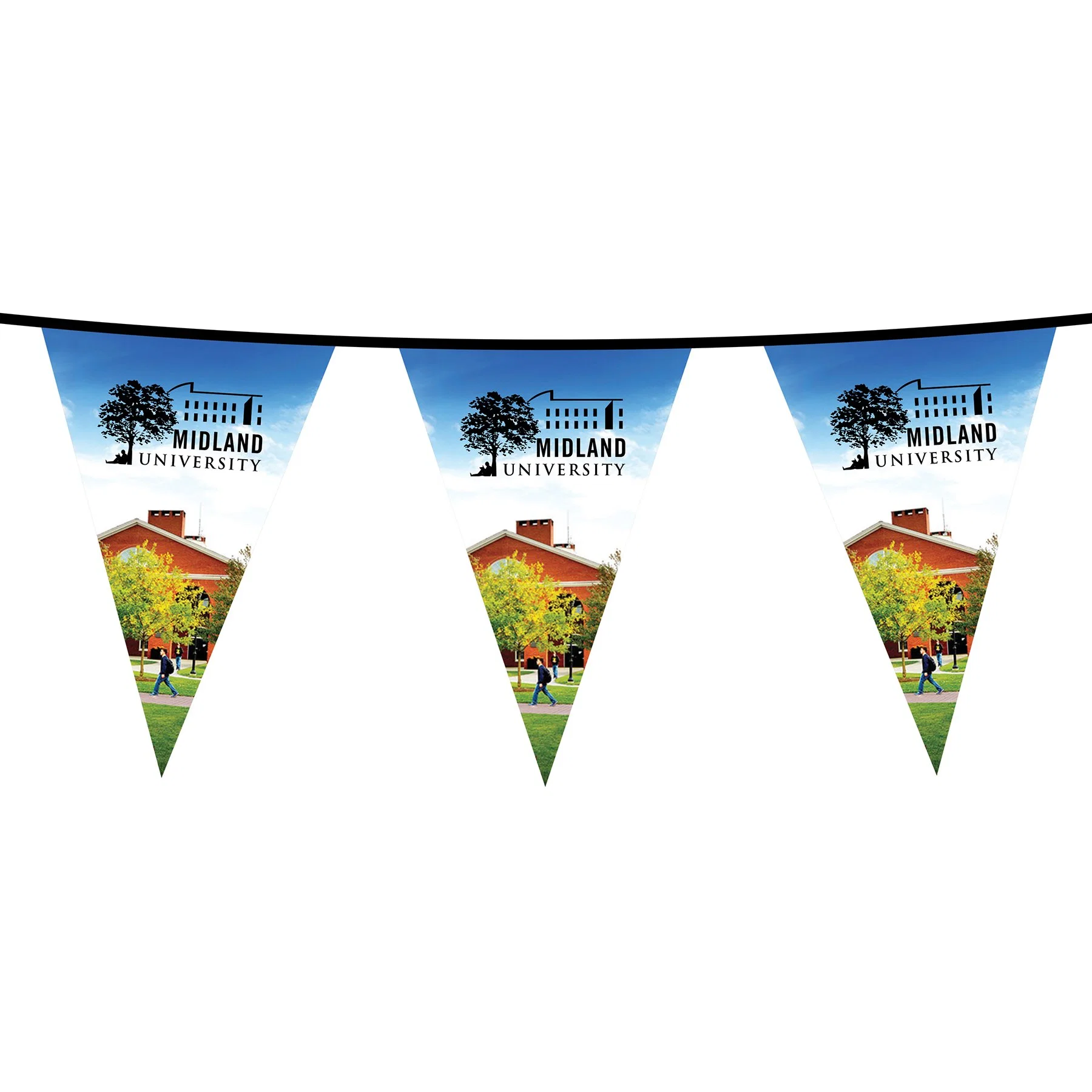 Custom Promotion Plastic PVC Paper Flag Pennant Strings for Christmas Festivals Event Decoration