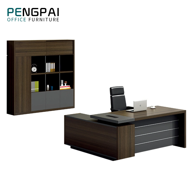 Grossista MDF Office Table Luxury Executive Modern Office Desk L Mesa de móveis de escritório moldada