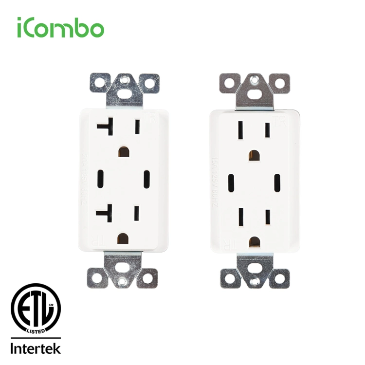 Us Standard Twin 3 Pin Switch Socket Wall Outlet Receptacle with USB Type C with UL Certificate