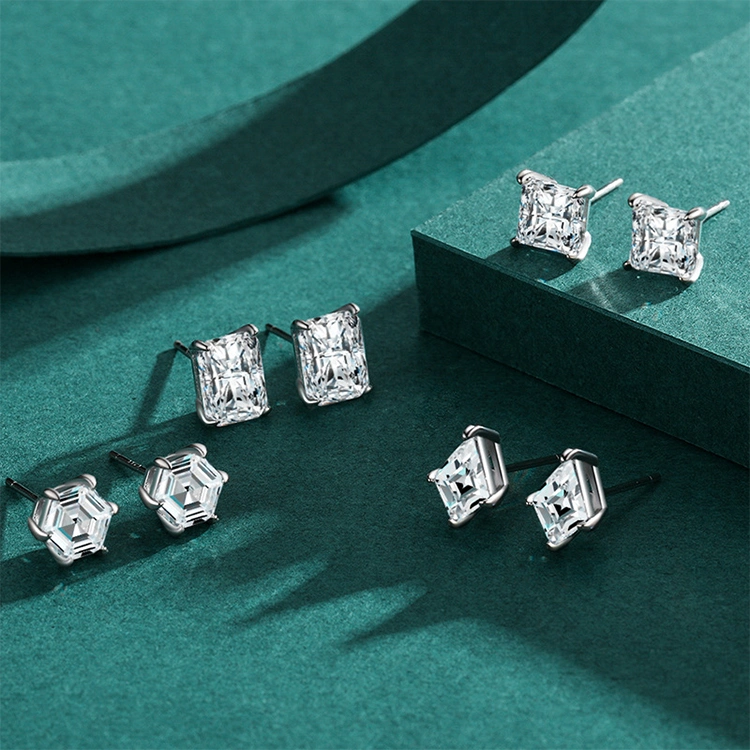 Wholesale/Supplier Luxury Style Stud Earring Jewelry Rhombic Shape Women Gift 925 Sterling Silver Zirconia Silver Earring