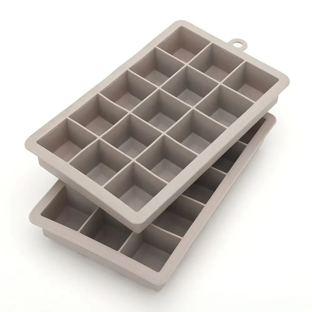 Commerce de gros DIY Handmade Cuisine 15 PCS réutilisables en silicone carrés bac à glaçons moule