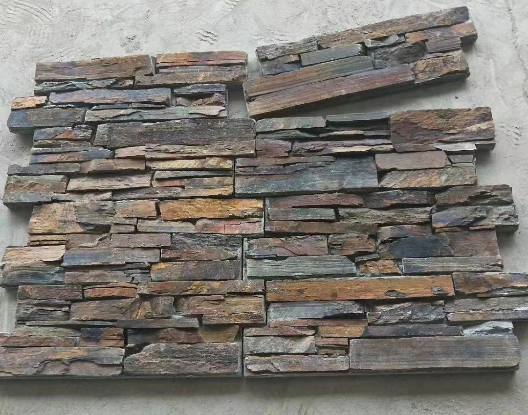 Fabricante China paisagem pedra Cultured Veneer / Rusty Strip escalonada para construção Mural