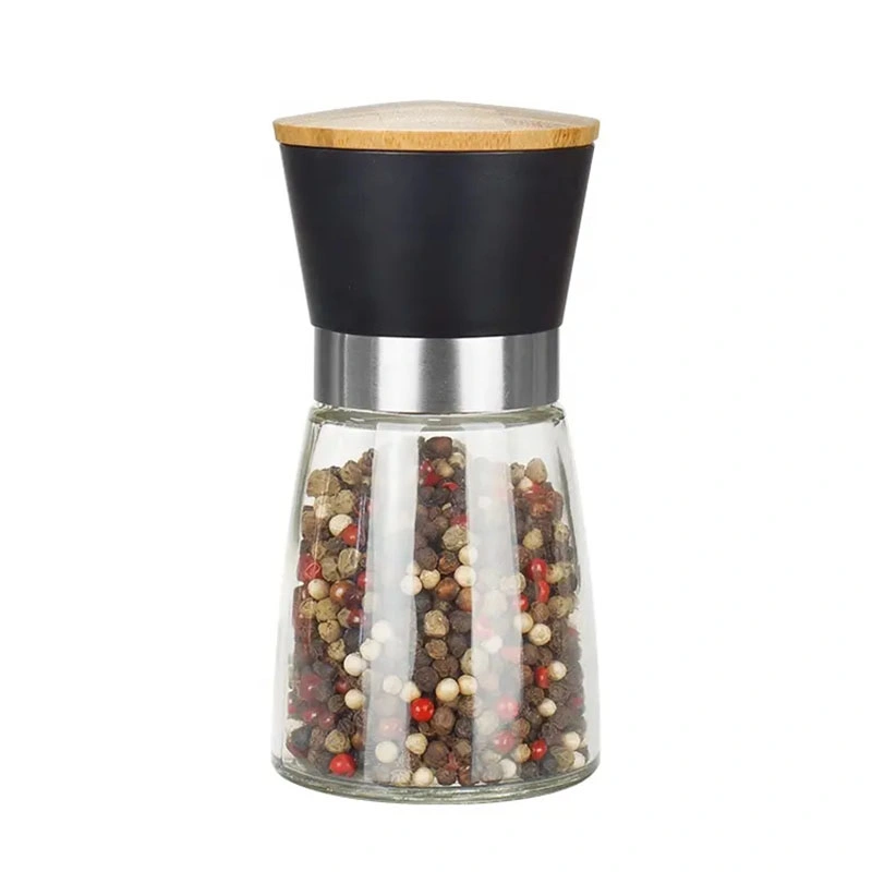 Manual Pepper Grinder Stainless Steel Sea Salt Spice Grinder Glass Grinder for Household Kitchen Supplies