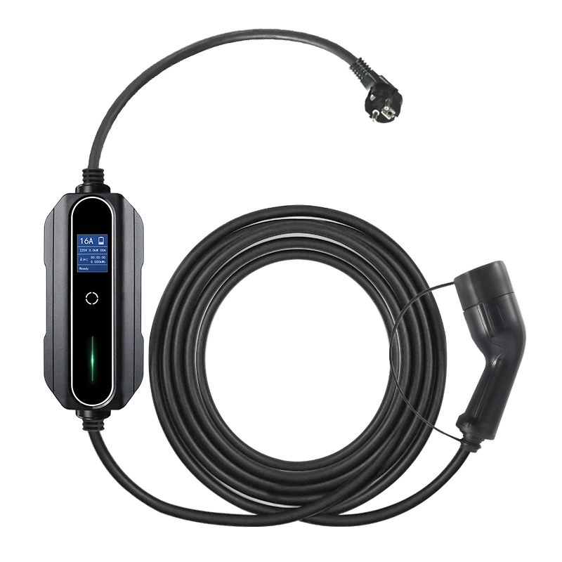 Modo2 Type2 Mostrar cargador portátil ajustable de 16A-250V cargador de móvil autos eléctricos EV Cable de carga