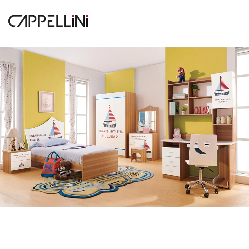 Wholesale Modern School Home Boy Girl Kids Bed Desk Wardrobe Sets Wooden Children Bedroom Furniture
