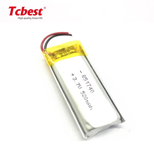 520mAh 3.7V 851740 Rechargeable Lithium Ion Polymer for Mobile Phones Lithium Battery