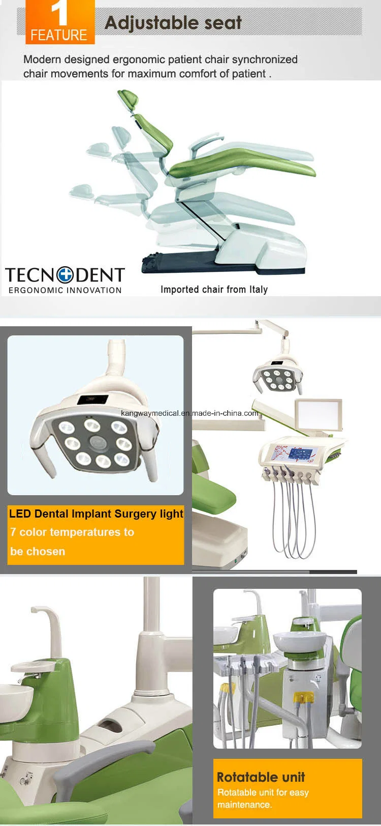 Hospital Adjustable Dental Chair with Sensor Lamp Medical Equipment