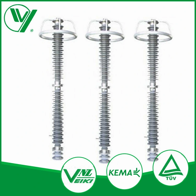 De Alto Voltaje pararrayos poliméricos porcelana 18kv de intercepción de iluminación