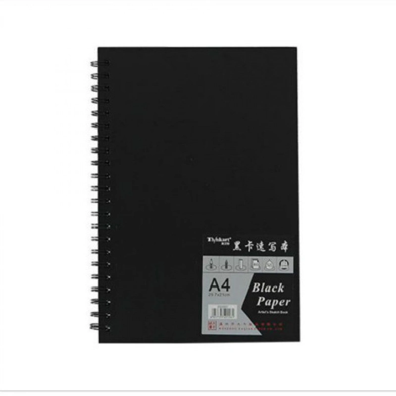 Papel duro negro personalizado cubre cuadernos de dibujo de hojas sueltas espiral