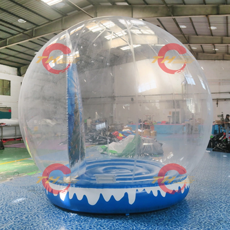 Life Size Inflatable Christmas Snow Globe with Custom Banner and Jumping Pad for Outdoor