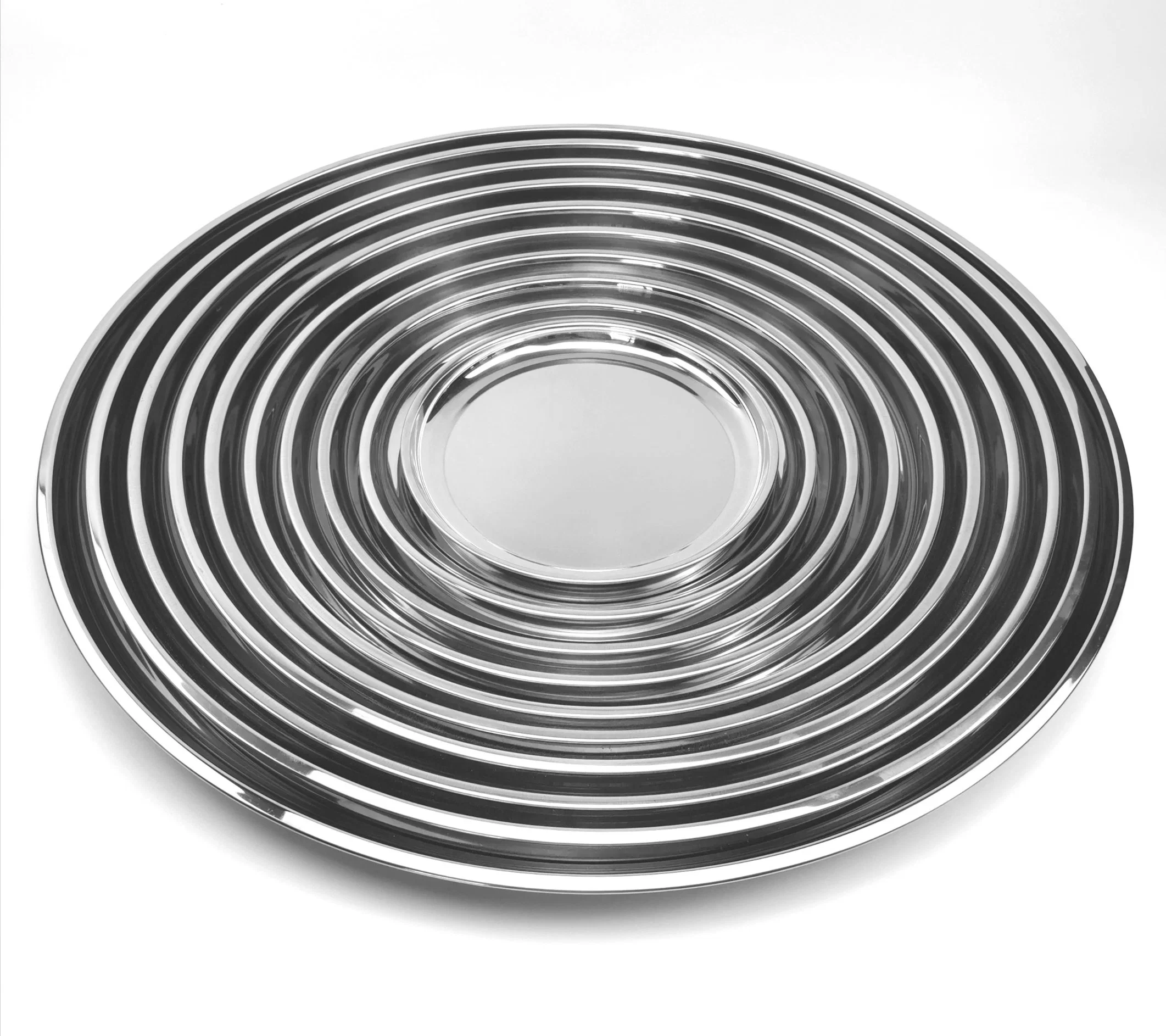 Multi Sizes 50cm, 55cm, 60cm Stainless Steel Serving Round Tray