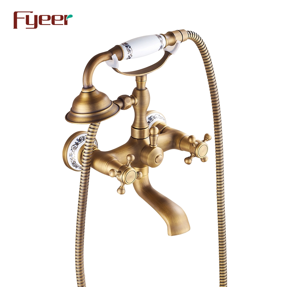 Fyeer Bathroom Antique Telephone Faucet Shower Mixer Kit