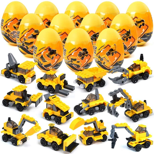 Engineering Construction Vehicles Building Blocks Toy Easter Basket Filler 12 Styles Funny Capsule Egg Toys Easter Gift