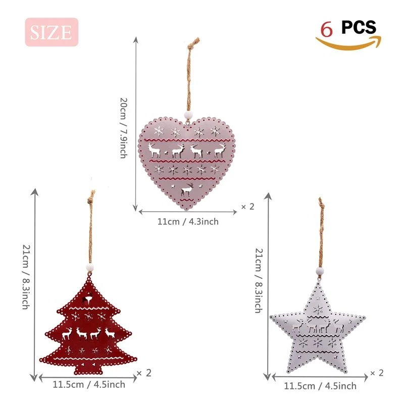 Hollow out Heart Star Tree Hanging Recyclable Metal Craft Home Decoration