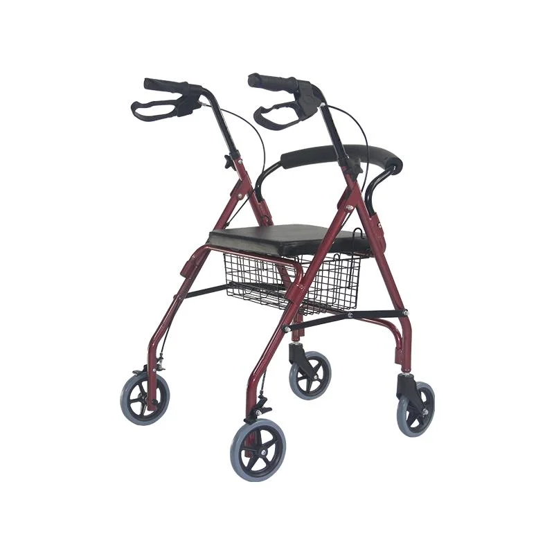 Aluminum Adult Portable Transfer Chair Rolling Foldable Manual Walker Rollator with Seat