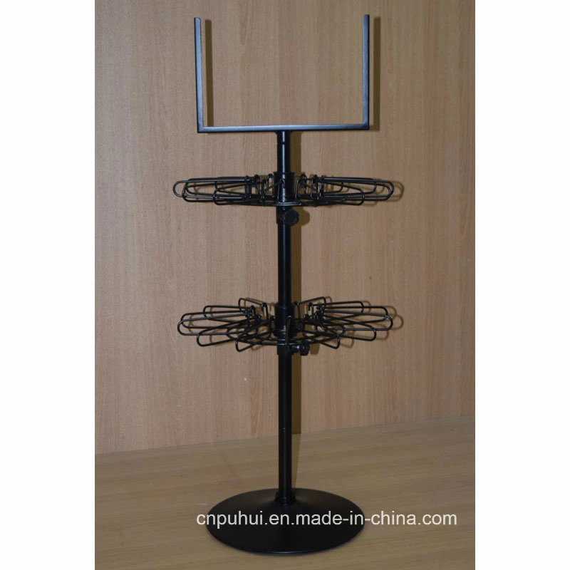 Metal Wire Rotating Hooks Counter Display Stand for Hanging Cables (PHY1009)