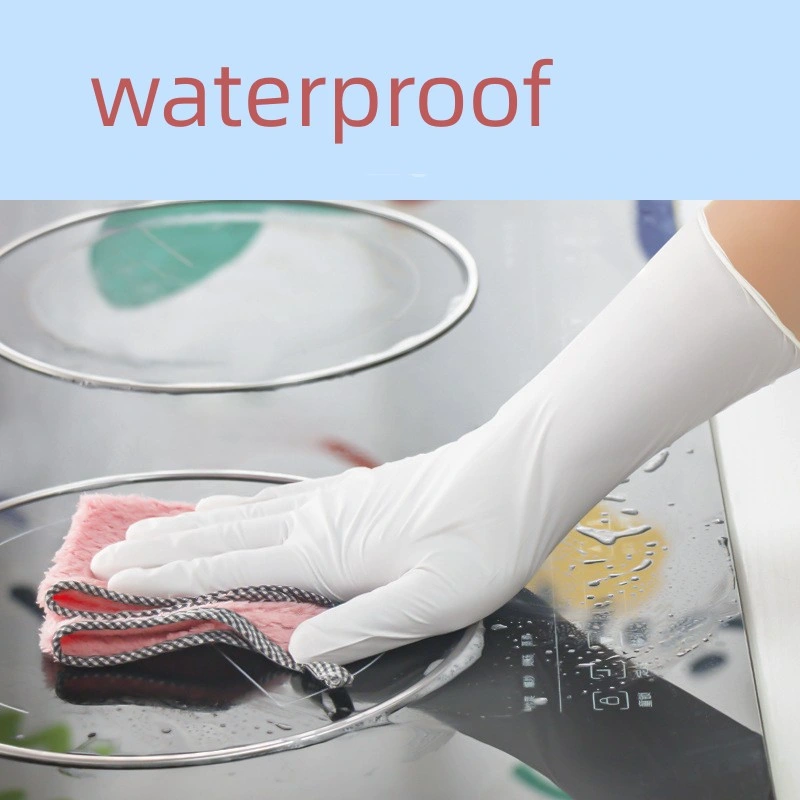 12 Inch Powder-Free Lengthened Disposable Nitrile Gloves White Kitchen Cleaning Thickened Dingqing Housework Gloves