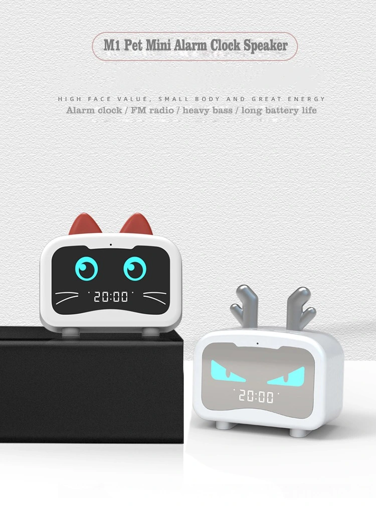 Tw M1 Bonitinha Dragon Cat Colunas Bluetooth Digital Alarm Clock com TF no Modo de Cartão