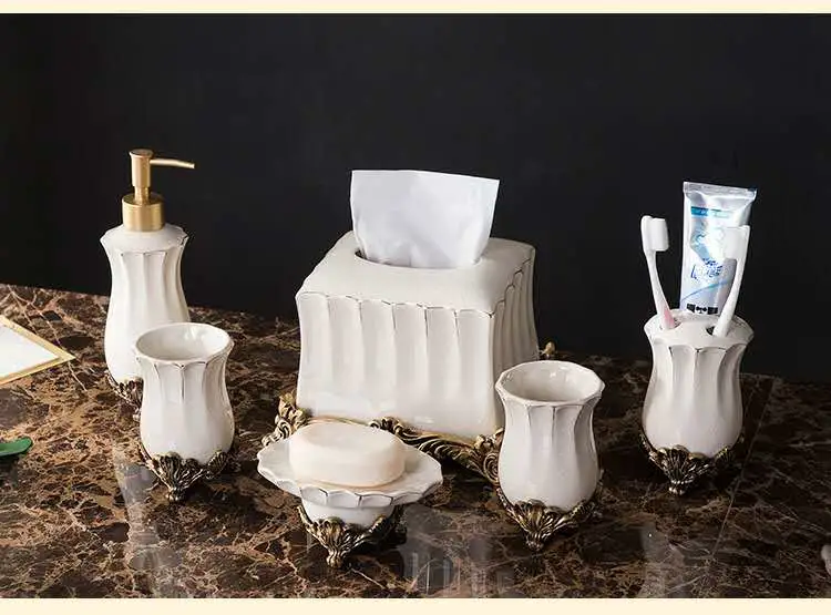 Bathroom Luxury Design Hotel Home Decoration Ceramic Bathroom Accessory Set