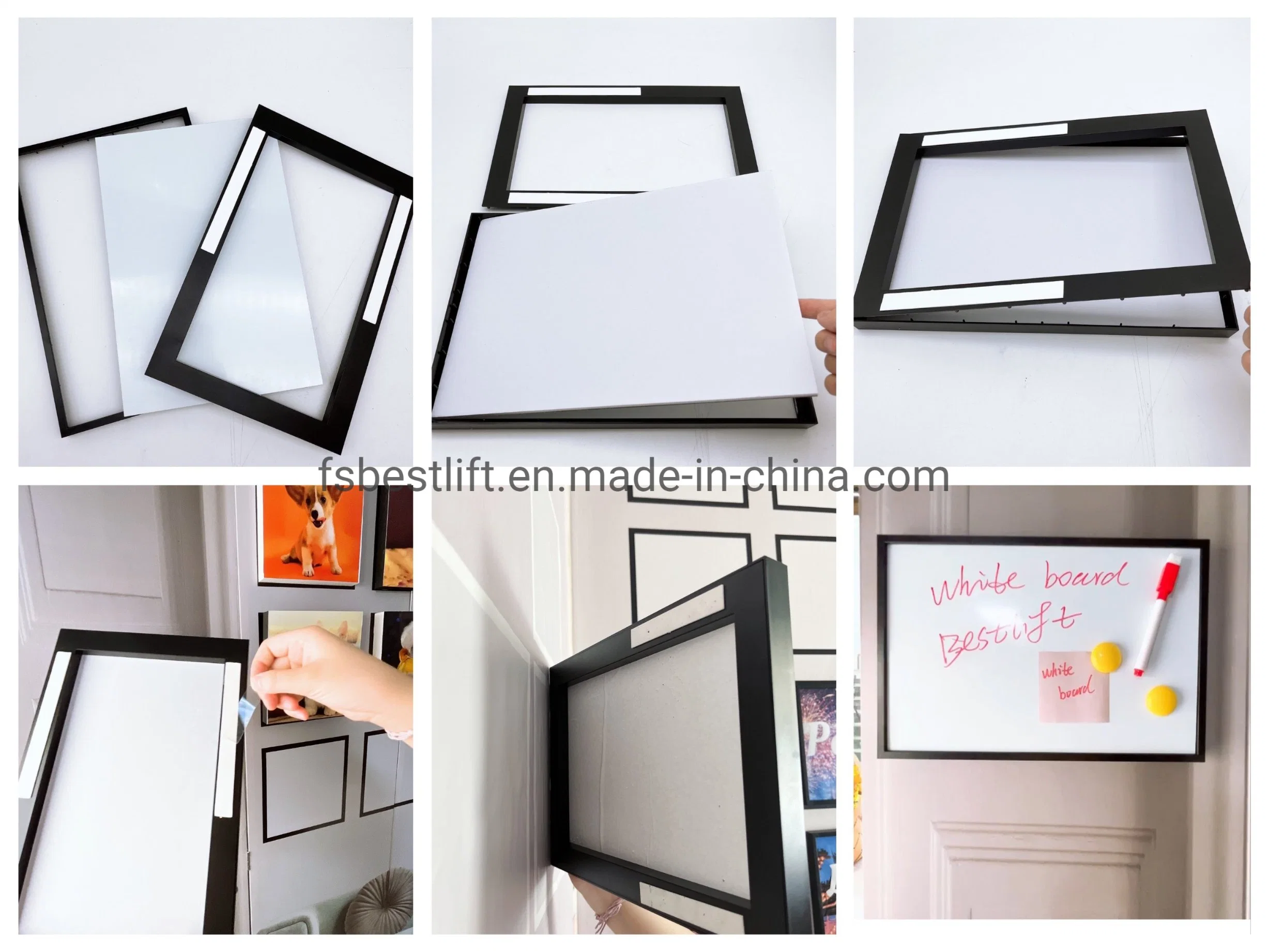 4 Pack 8X12inch Multi-Purpose Magnetic Black or White Frame Whiteboard