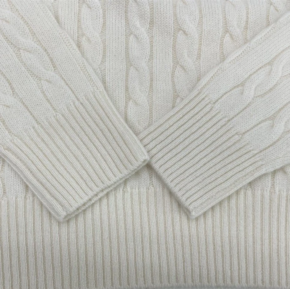 Фабрика Прямая продажа 100% Pure Cashmere Cable Rib Мужская свитер 2слойность